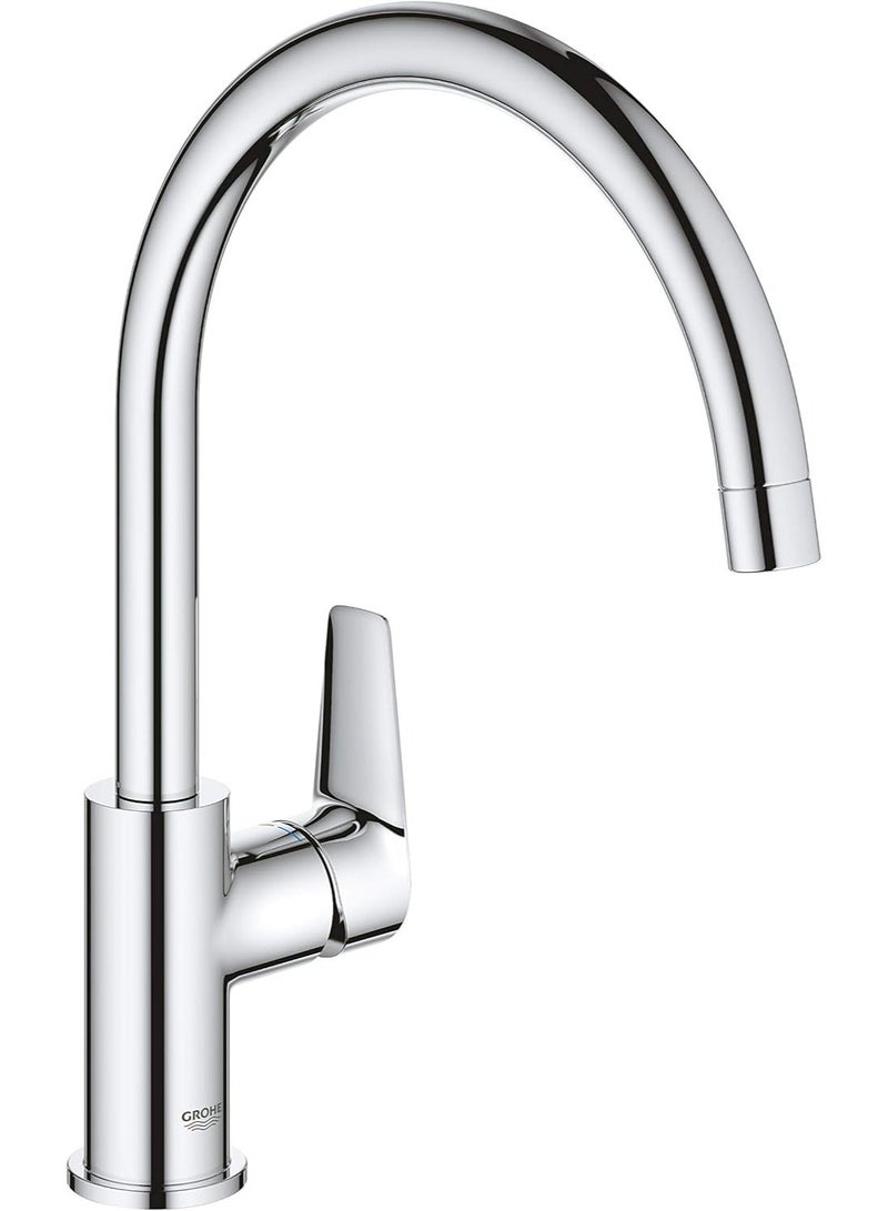 جروهي صنبور مطبخ GROHE BauEdge ذو ذراع واحد مع تركيب بدون أدوات، صنبور مطبخ، صنبور خلاط حوض المطبخ، كروم – 31367001 - Image 1