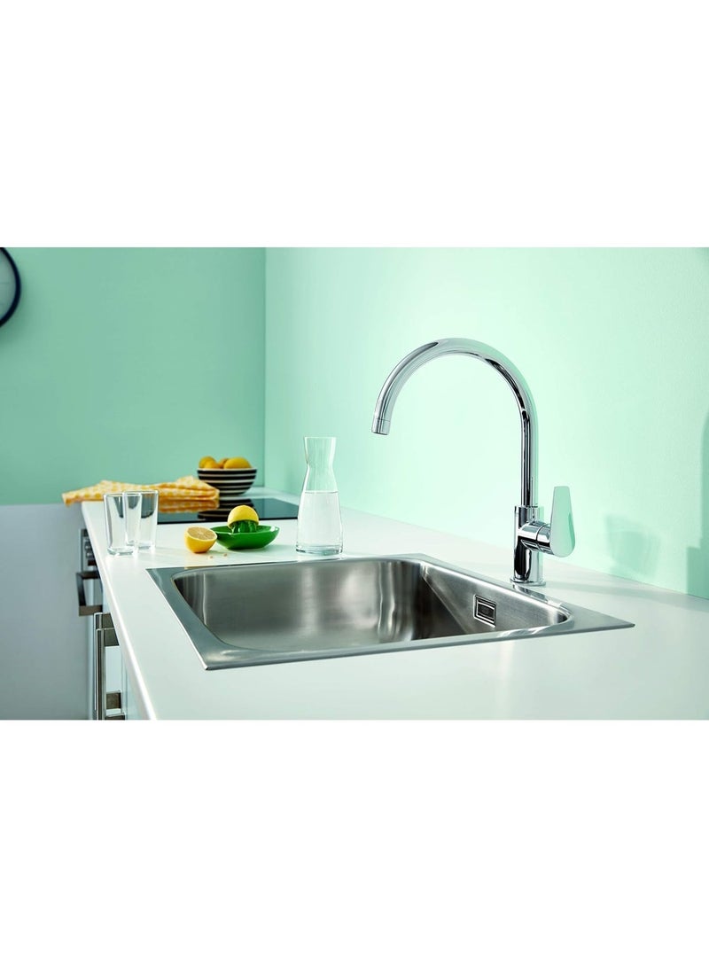 جروهي صنبور مطبخ GROHE BauEdge ذو ذراع واحد مع تركيب بدون أدوات، صنبور مطبخ، صنبور خلاط حوض المطبخ، كروم – 31367001 - Image 4
