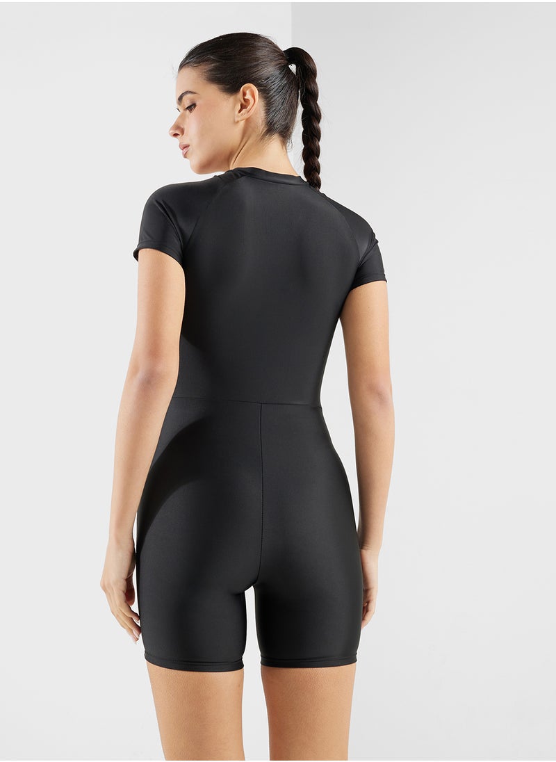 FRWD - Zip Up Detail Colorblock Swimsuit - Image 1