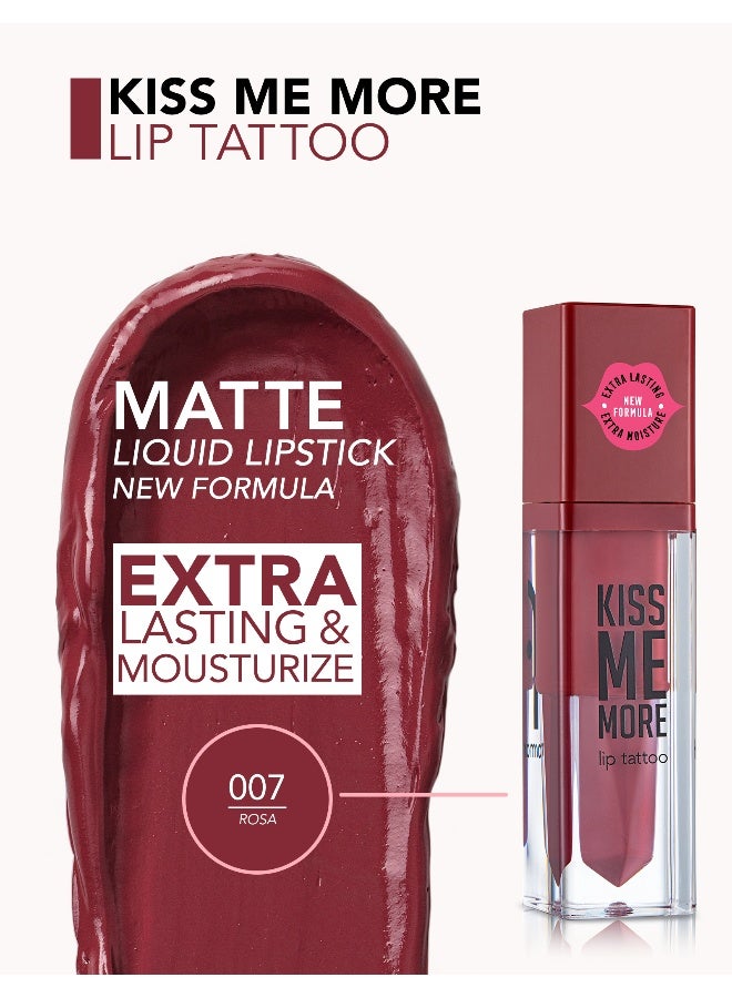 flormar Kiss Me More Lip Tattoo – 007 Rosa – Matte Finish Liquid Lipstick, High Pigment Color, Long-Wear Comfort, Smooth Even-Looking Application - Image 4