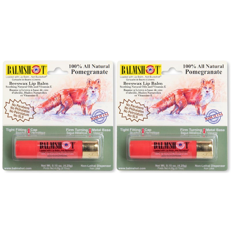 BALMSHOT Two Pack of 100% All Natural Pomegranate Lip Balm - Image 1