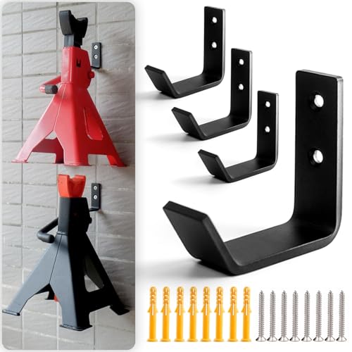 Aucuqu 4 Packs Jack Stands Wall Mount Organizer, Heavy Duty Stainless Steel Holder Hook Fits 2 & 3 & 4 Ton Jack Stands - Image 1