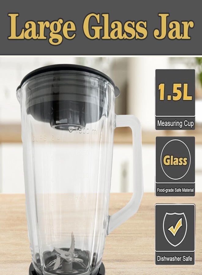 MoJone Powerful Kitchen blender, Ice Crusher Mixer, 1.5LG 50oz Glass Jar, 6 pieces 304 stainless steel blades,21000RPM high speed,ABS Body safely blending with longer lifespan, more color options - Image 4