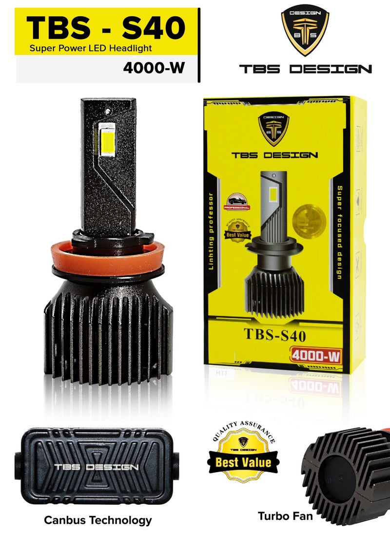 TBS DESIGN TBS DESIGN S40 9007 LED Headlight Bulbs 6500K Super Bright HB5 LED Bulb High Low Beam Halogen Replacement LED Headlights Conversion Kit, 2 Pack 