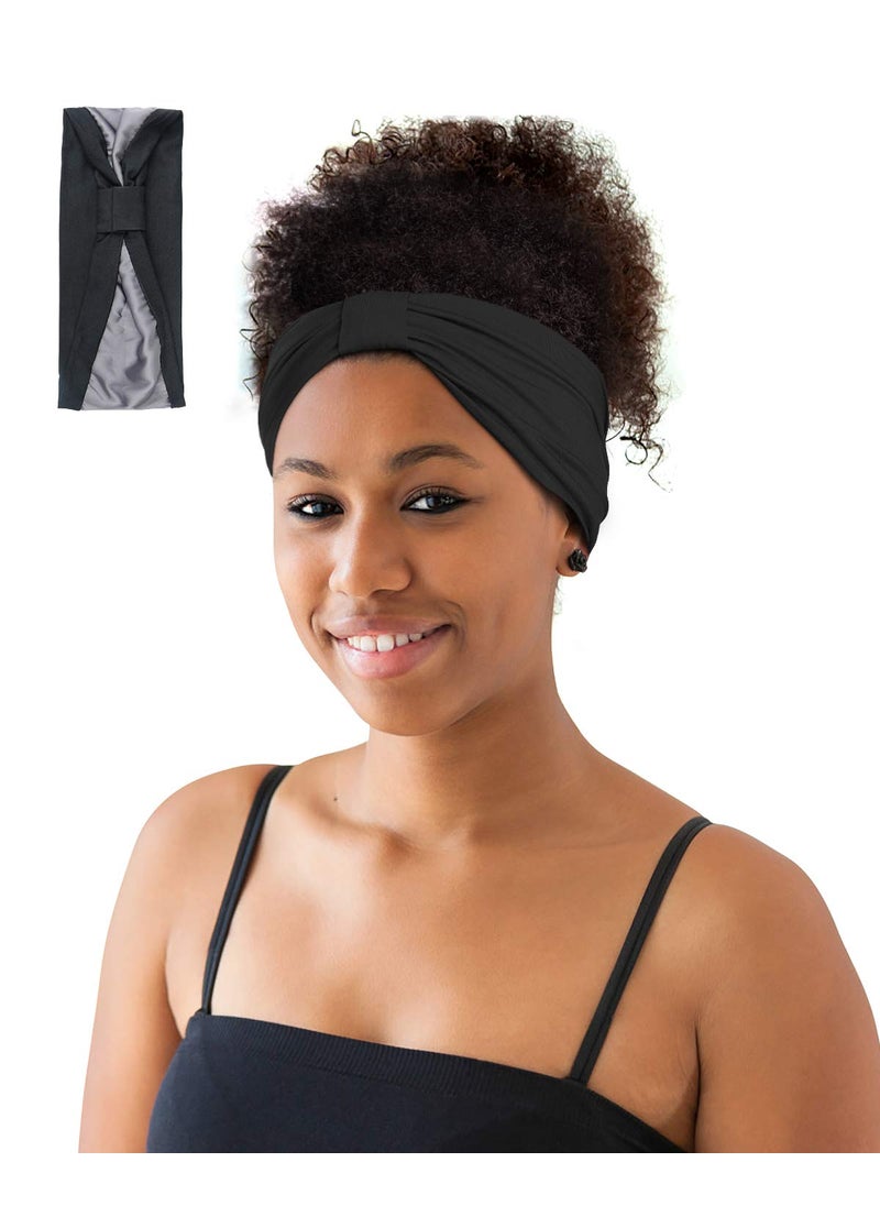 Winitas - Satin Lining Headbands for Women Black Thick Hair - Image 1