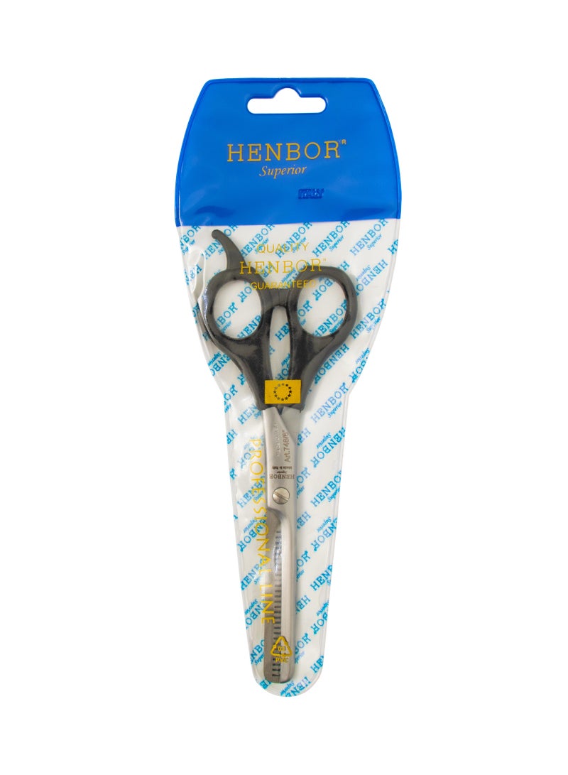 Henbor مقص ايطالي بيد بلاستيك مشرشر, مقاس 746-6  - Image 4
