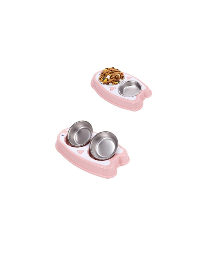 DOUBLE DINING PENGUIN SHAPED PET FEEDRER WITH STAINLESS STEEL BOWL & NON SLIP RUBBER BOTTOM-PINK- 30.5*17.5*4cm - Image 3