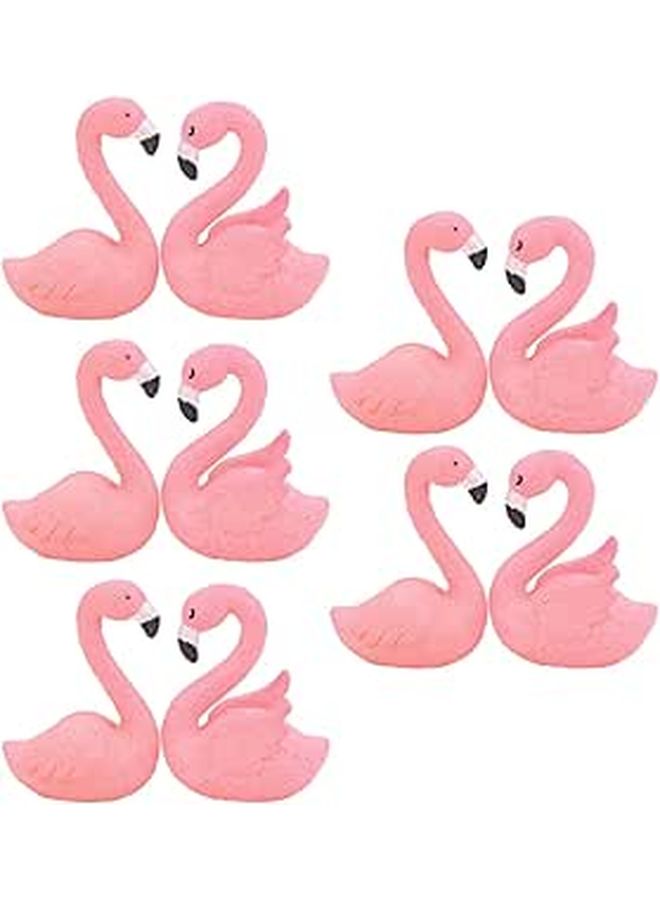 10 Resin Flamingo Figurines for Outdoor Garden Patio Bonsai Decor Winged Design - Image 1