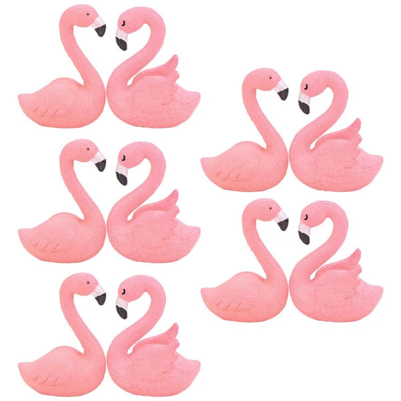 10 Resin Flamingo Figurines for Outdoor Garden Patio Bonsai Decor Winged Design - Image 2
