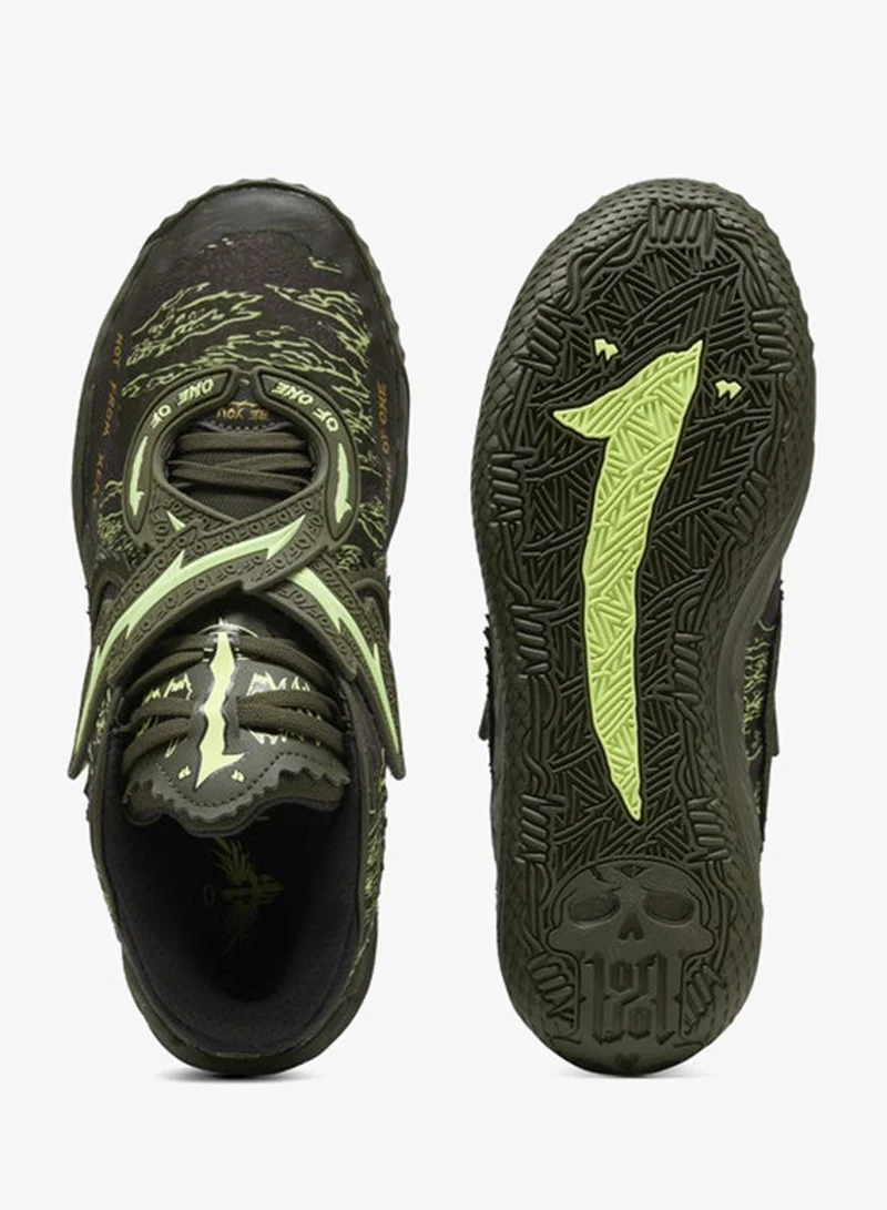 Puma Dark Olive-Fizzy Light-PUMA Black MB.05 Camo Basketball Shoes Unisex for Men | Best Price UAE