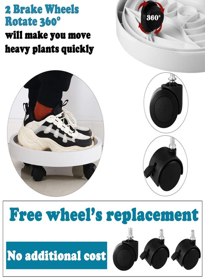 Planterhoma 3 Packs Plant Caddy with Wheels 13" Plant Stand Potted Plant Mover Heavy Duty Plant Dolly with Casters for Indoor and Outdoor Large Plant Roller Base Rolling Plant Dolly, White - Image 3