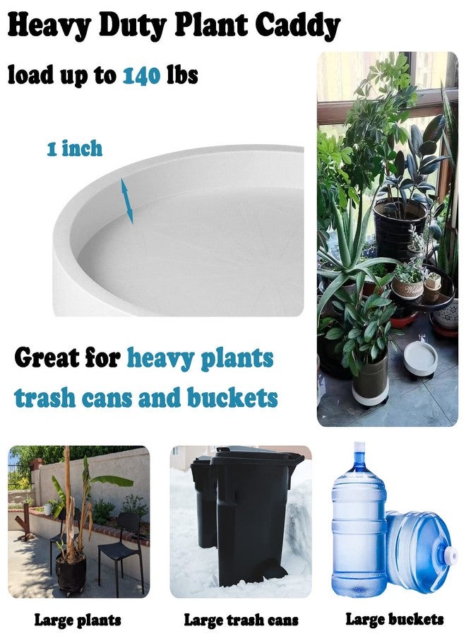 Planterhoma 3 Packs Plant Caddy with Wheels 13" Plant Stand Potted Plant Mover Heavy Duty Plant Dolly with Casters for Indoor and Outdoor Large Plant Roller Base Rolling Plant Dolly, White - Image 4