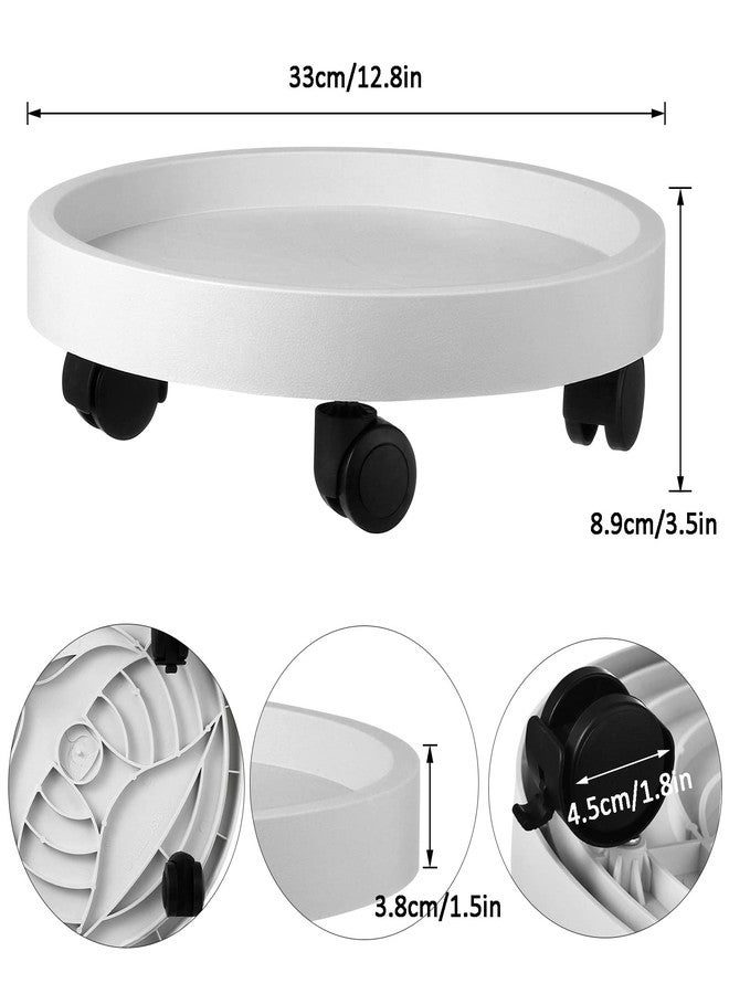 Planterhoma 3 Packs Plant Caddy with Wheels 13" Plant Stand Potted Plant Mover Heavy Duty Plant Dolly with Casters for Indoor and Outdoor Large Plant Roller Base Rolling Plant Dolly, White - Image 2