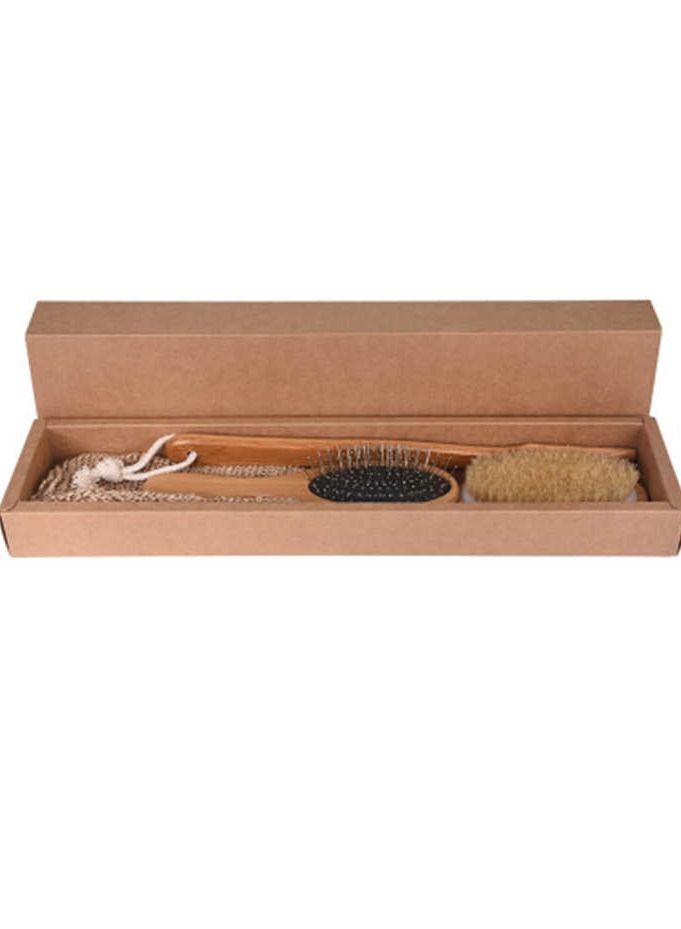 4pcs Set Eco Friendly Natural Boar Bristle Long Handle Bath Brush Set Detachable Design Massage Bath Brush Body Care Brush - Image 2