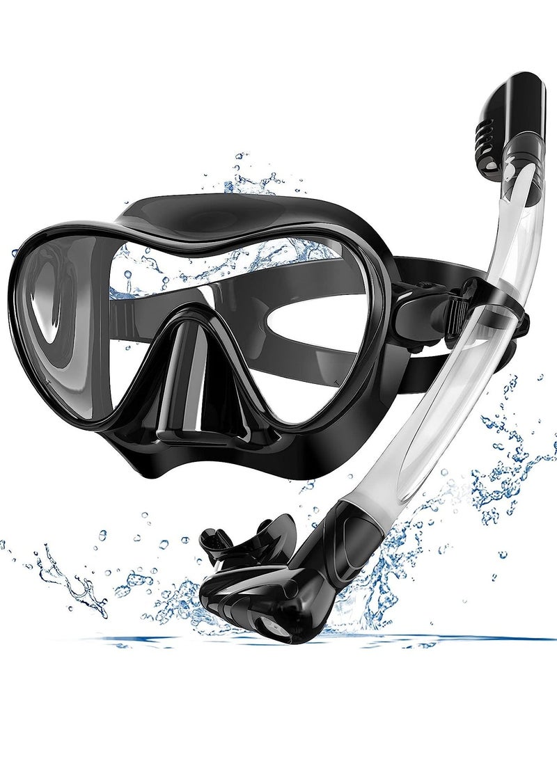 general Snorkel Mask, Food-Grade Silicone Snorkel Set Anti Fog Tempered Glass Scuba Mask, Snorkeling Gear for Adults - Image 1