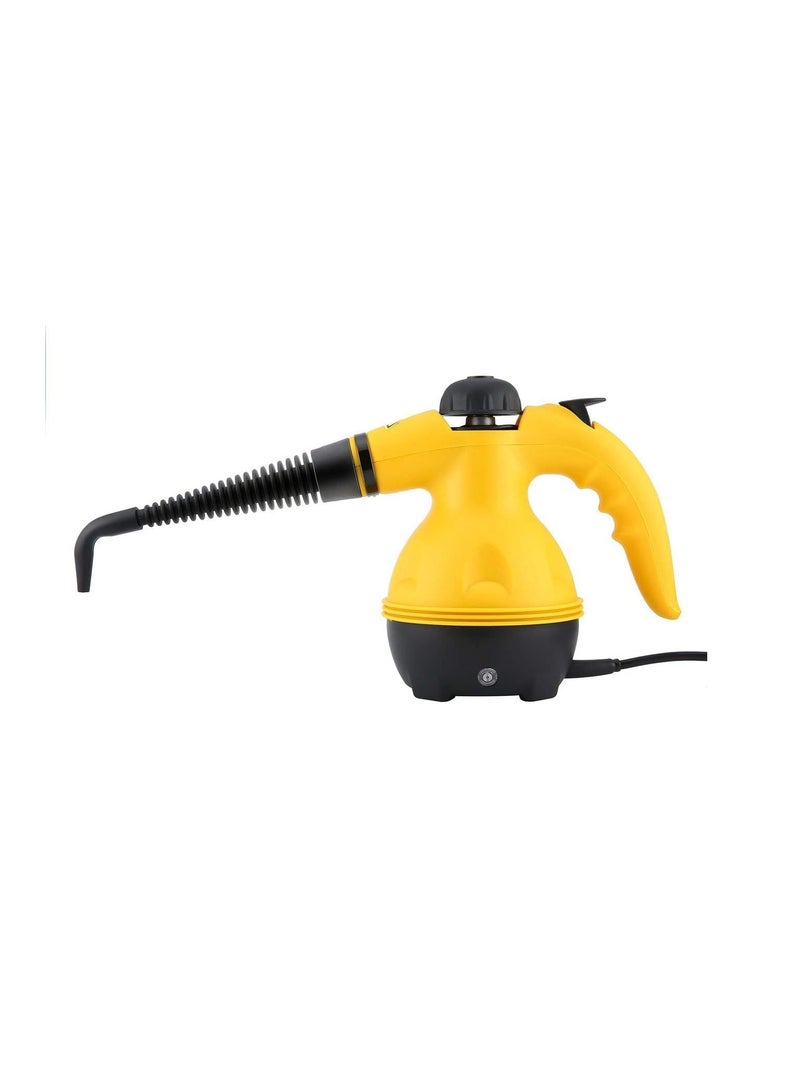 Portable High-Pressure Handheld Steam Cleaner with 9 Multi-Purpose Attachments – 10pcs Set, 1.5m Cable, Deep Cleaning for Home & Car – Yellow/Black/White - Image 1