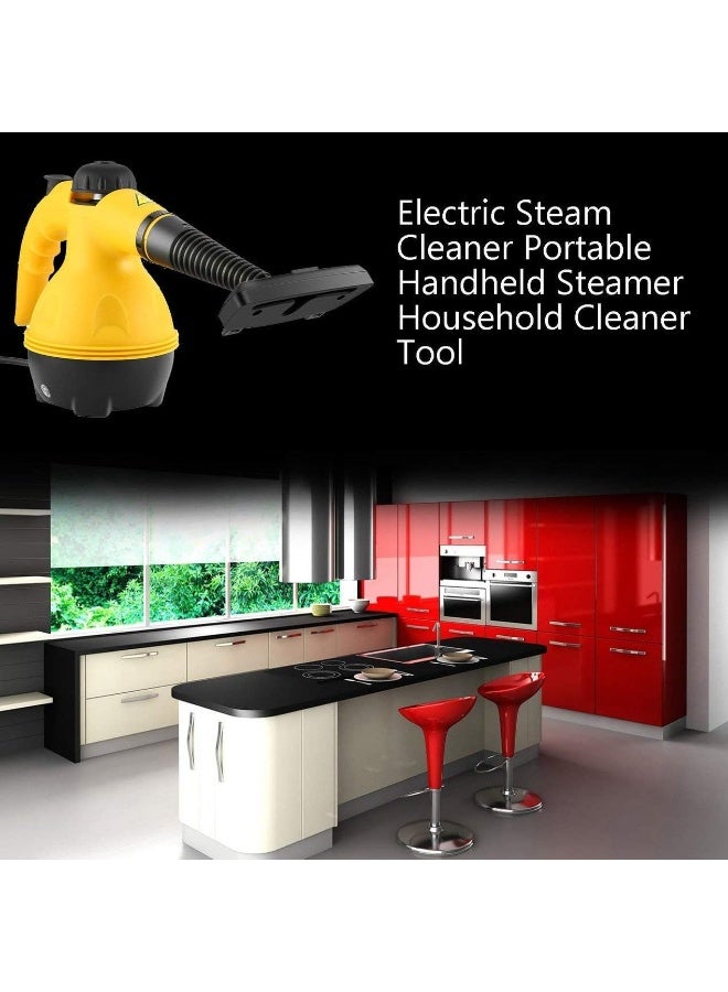 Portable High-Pressure Handheld Steam Cleaner with 9 Multi-Purpose Attachments – 10pcs Set, 1.5m Cable, Deep Cleaning for Home & Car – Yellow/Black/White - Image 2