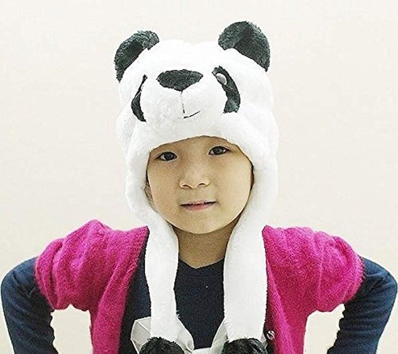 Malvina Unisex Wool Cap (Mal/kids/panda/fur/cap/Wht-Blk_Black_Free Size) - Image 2