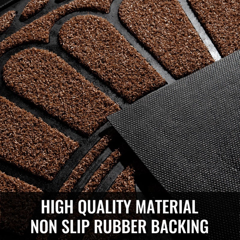 Mibao Front Door Mat Indoor Outdoor Entrance, Semicircular Entrance Mat, Half Round Waterproo Non-Slip Durable Rubber Door Mats, Low Profile Heavy Duty Doormat for Garage, Patio, 30" x 18", Coffee - Image 3