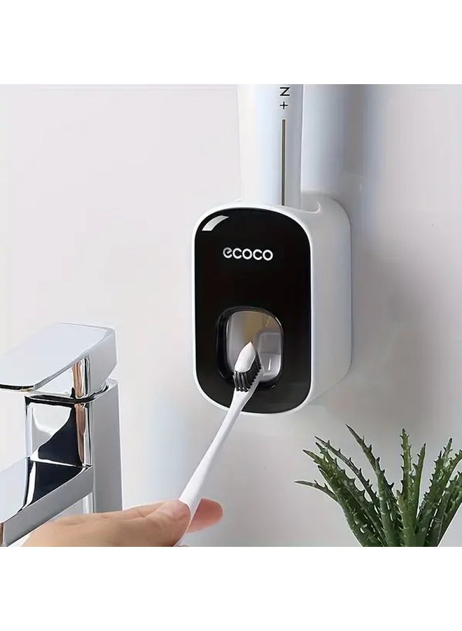 1pc Black Automatic Toothpaste Dispenser Wall Mounted No Drill Adhesive Bathroom Organizer Touchless Operation Holds Multiple Tubes Modern Design Minimalist Durable Construction Family Households - Image 5