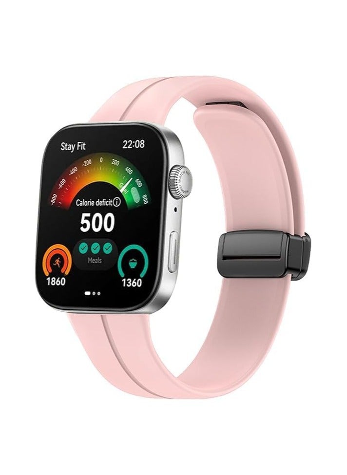 Band Compatible with Huawei Watch Fit 3 2024, Magnetic D-Buckle Breathable Silicone Magnetic Strap Replacement Silicone Strap for Huawei Watch Fit 3 Women Men(Pink sind)