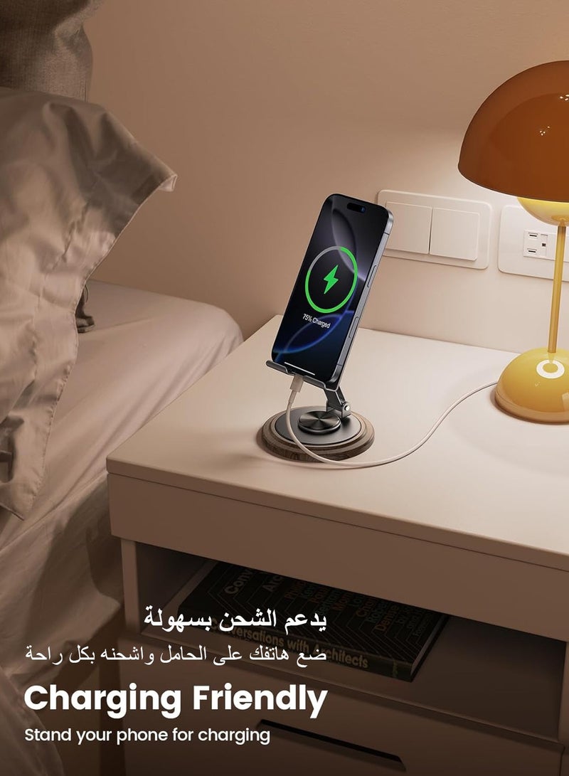 Bamboo Portable Metal Mobile Stand, Adjustable Phone Stand, 360-Degree Universal Phone Holder,Stable Alloy Mobile Phone Holder for All 4-7.2'' IPhone 15/14/13/12/11 X Xr Pro Max,Google Pixel Samsung Galaxy S - Image 3