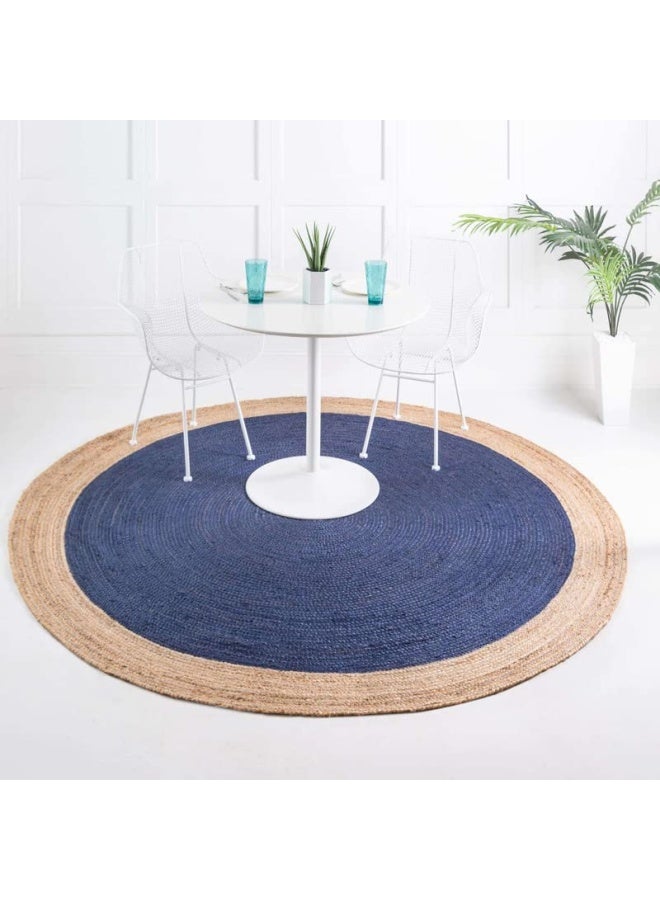 HANDPICKED FURNITURE Jute Wool And Cotton Beige Round Carpet Ultra Soft Area Carpets For Bed Room Living Room And Dining Room Anti-Slip Floor Carpets Easy To Clean Made In Turkey 120X120Cm  - Image 5