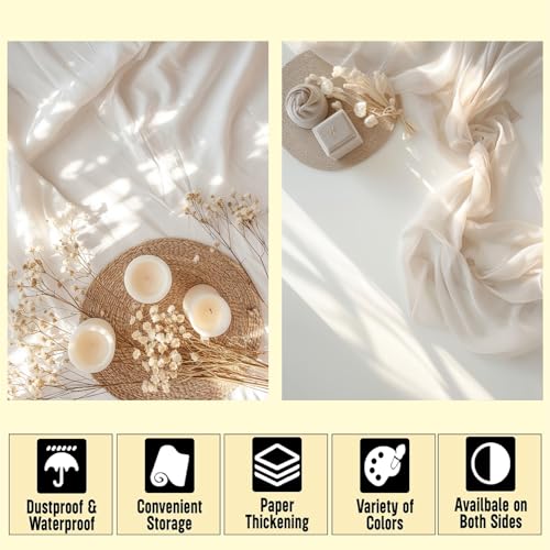 HomeArt Sheet 2 in 1 Product Photography Backdrop 3D Flat Lay Tabletop Double-Sided 20x29 Photo Background PVC Wrinkle Free for Small Products Food, Cosmetics Shoot (Combo 20) - Image 2