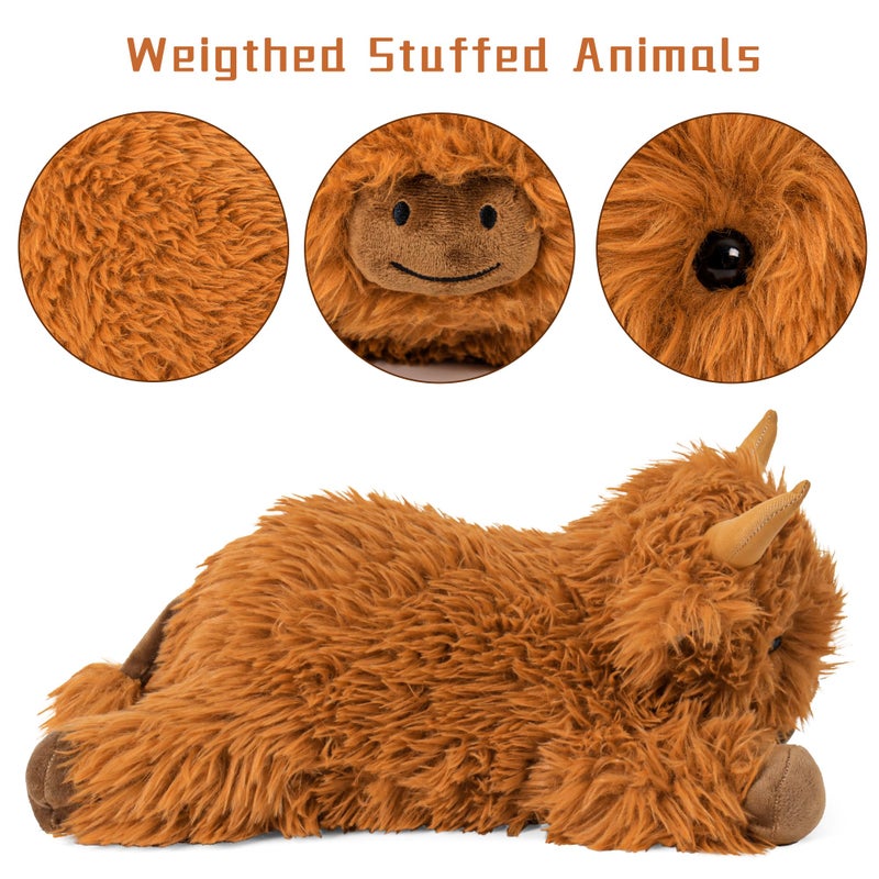 Wepop 5lbs Highland Cow Weighted Stuffed Animals, 22in Giant Highland Cow Gift Plush Toy,Adorable Stuffed Animal for Kids and Adults Highland Cattle Plushie Pillow Decor - Image 2