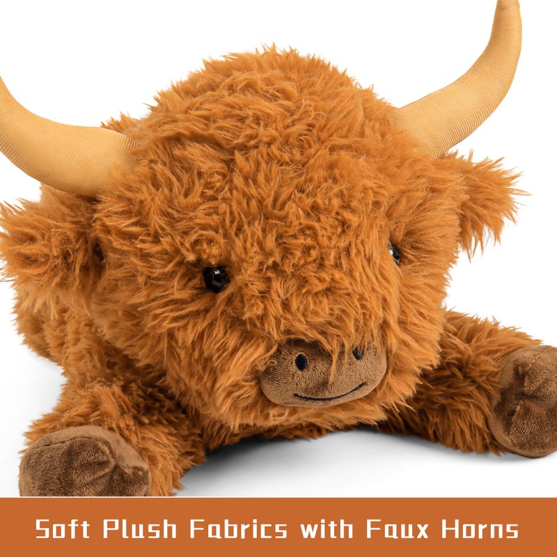 Wepop 5lbs Highland Cow Weighted Stuffed Animals, 22in Giant Highland Cow Gift Plush Toy,Adorable Stuffed Animal for Kids and Adults Highland Cattle Plushie Pillow Decor - Image 4