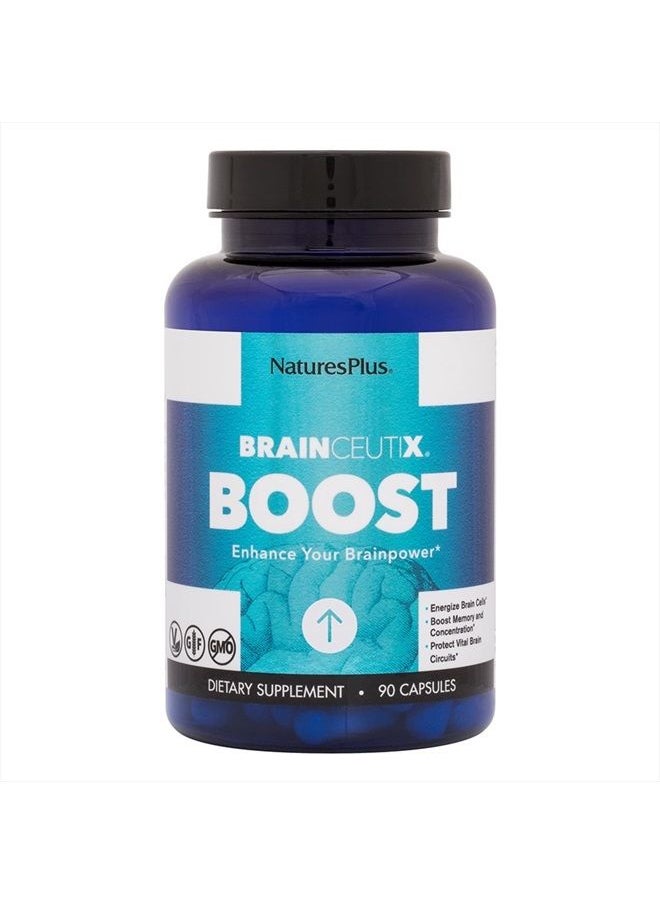 Nature's Plus - NaturesPlus BrainCeutix Boost - 90 Capsules - Promotes Brain Energy, Memory & Concentration - Non-GMO & Gluten Free - 30 Servings - Image 1
