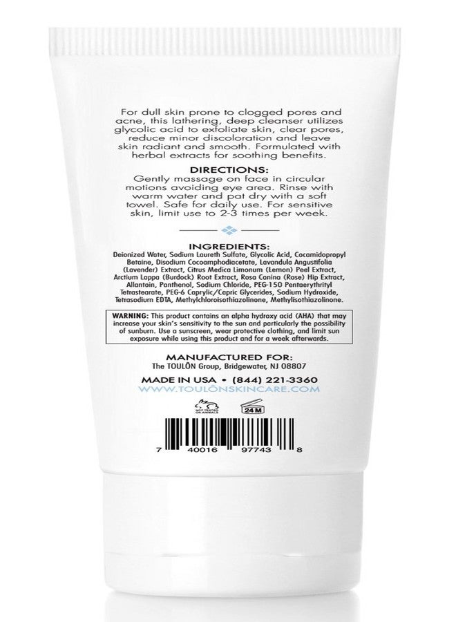 TOULON Glycolic Acid Facial Cleanser: Alpha Hydroxy Face Wash with AHA, Vitamin C & Rose Hip to Exfoliate Dry, Sensitive Skin for Women & Men - Image 2
