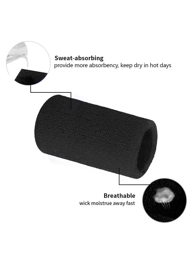 GOGO 12Pcs 6 Inch Wrist Sweatband Wristbands For Football Basketball Running Black - Image 4