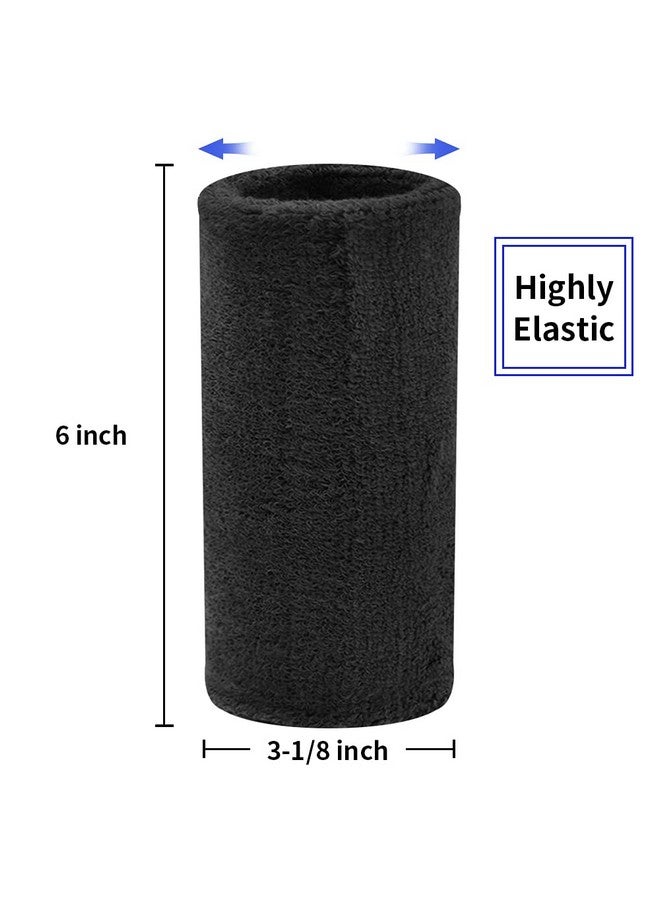 GOGO 12Pcs 6 Inch Wrist Sweatband Wristbands For Football Basketball Running Black - Image 3