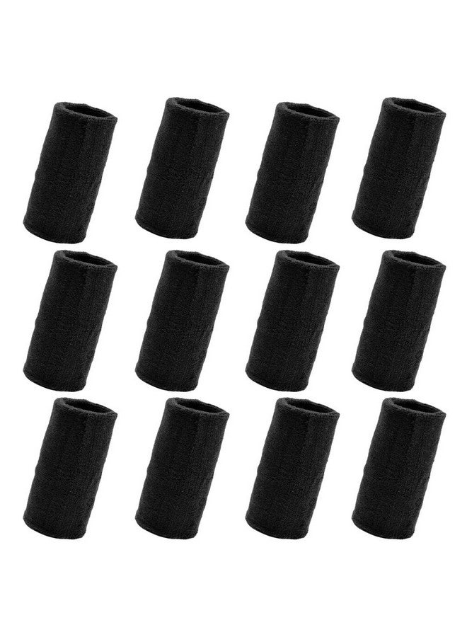 GOGO 12Pcs 6 Inch Wrist Sweatband Wristbands For Football Basketball Running Black - Image 2