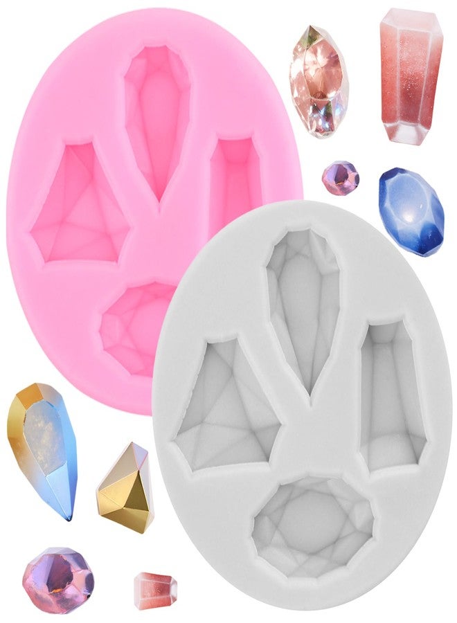RFGHAC Diamond Fondant Molds Gems Silicone Mold for Cake Decorating Cupcake Topper Chocolate Candy Sugar Gum Paste Polymer Clay Set Of 2 - Image 1