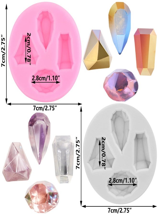 RFGHAC Diamond Fondant Molds Gems Silicone Mold for Cake Decorating Cupcake Topper Chocolate Candy Sugar Gum Paste Polymer Clay Set Of 2 - Image 2