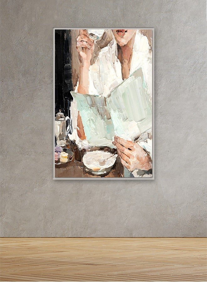 ماركتنا لوحة جدارية قماشية فنية لتزيين الحائط بتصميم تجريدي مع برواز فضي مجوف مقاس 120x80سم قطعة واحدة - Image 1