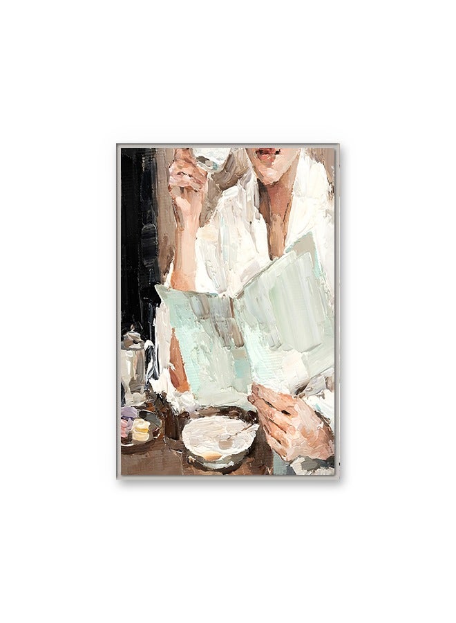 ماركتنا لوحة جدارية قماشية فنية لتزيين الحائط بتصميم تجريدي مع برواز فضي مجوف مقاس 120x80سم قطعة واحدة - Image 2