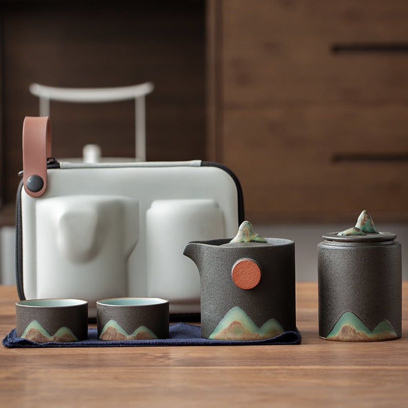 Far Mountain Travel Tea Set Portable Bag One Pot Two Cups Express Cup Car Kung Fu Outdoor Teapot Laser - Image 3