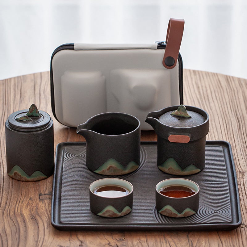 Far Mountain Travel Tea Set Portable Bag One Pot Two Cups Express Cup Car Kung Fu Outdoor Teapot Laser - Image 5