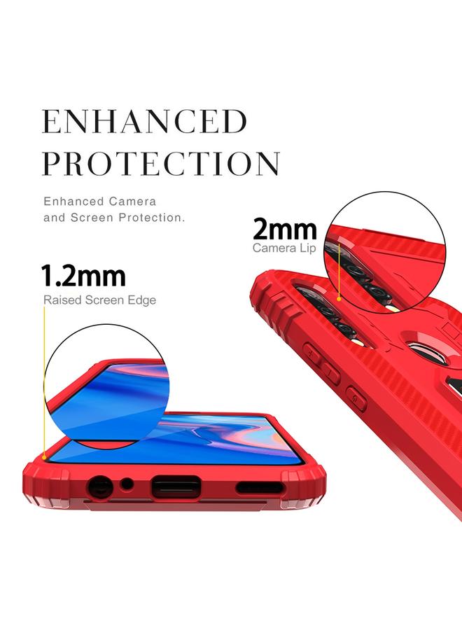 زبون جراب لهاتف Huawei P Smart Z مصنوع من ألياف الكربون مع حامل حلقي دوار 360 درجة - Image 4