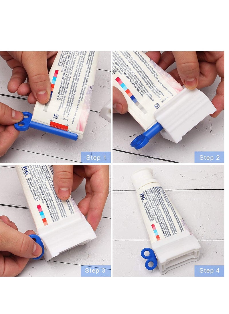 SYOSI - Tube Toothpaste Squeezer 3 Pieces with Rolling Toothpaste Holder Toothpaste Dispenser Set Dust Proof Holder Rotating Squeezing Toothpaste Artifact Dispenser for Bathroom Blue - Image 1