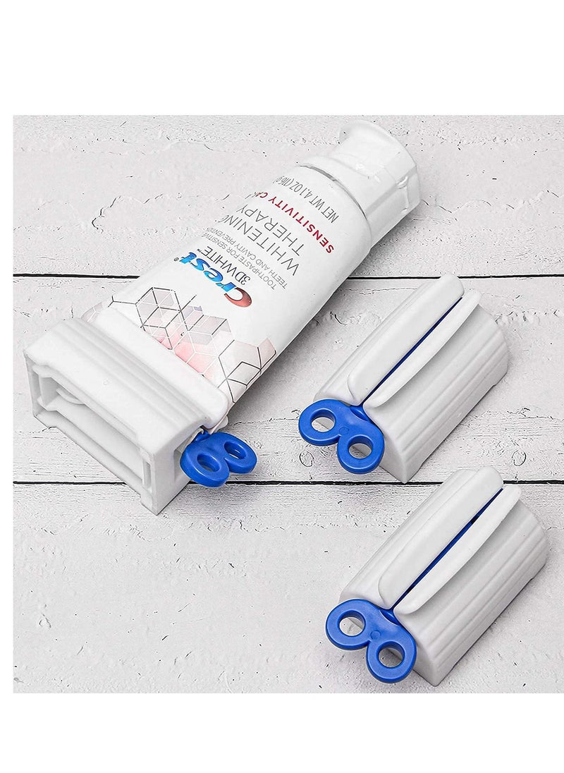 SYOSI - Tube Toothpaste Squeezer 3 Pieces with Rolling Toothpaste Holder Toothpaste Dispenser Set Dust Proof Holder Rotating Squeezing Toothpaste Artifact Dispenser for Bathroom Blue - Image 1