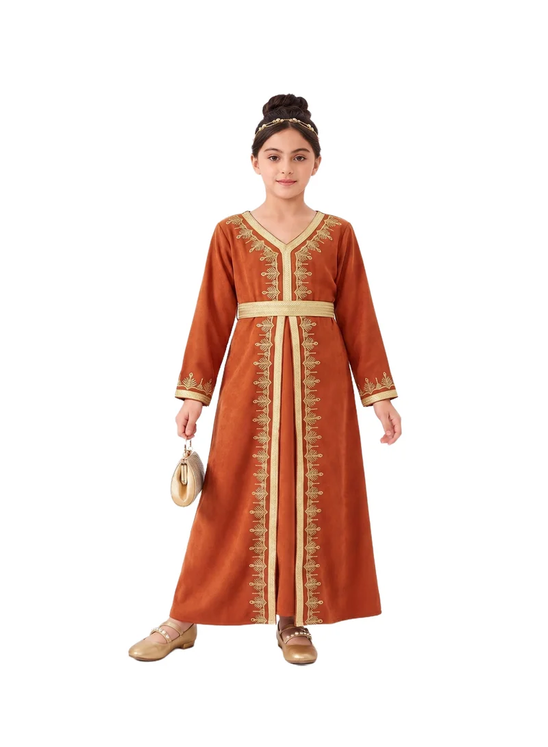 D'Daniela Royal  Embroidered Kaftan - Orange