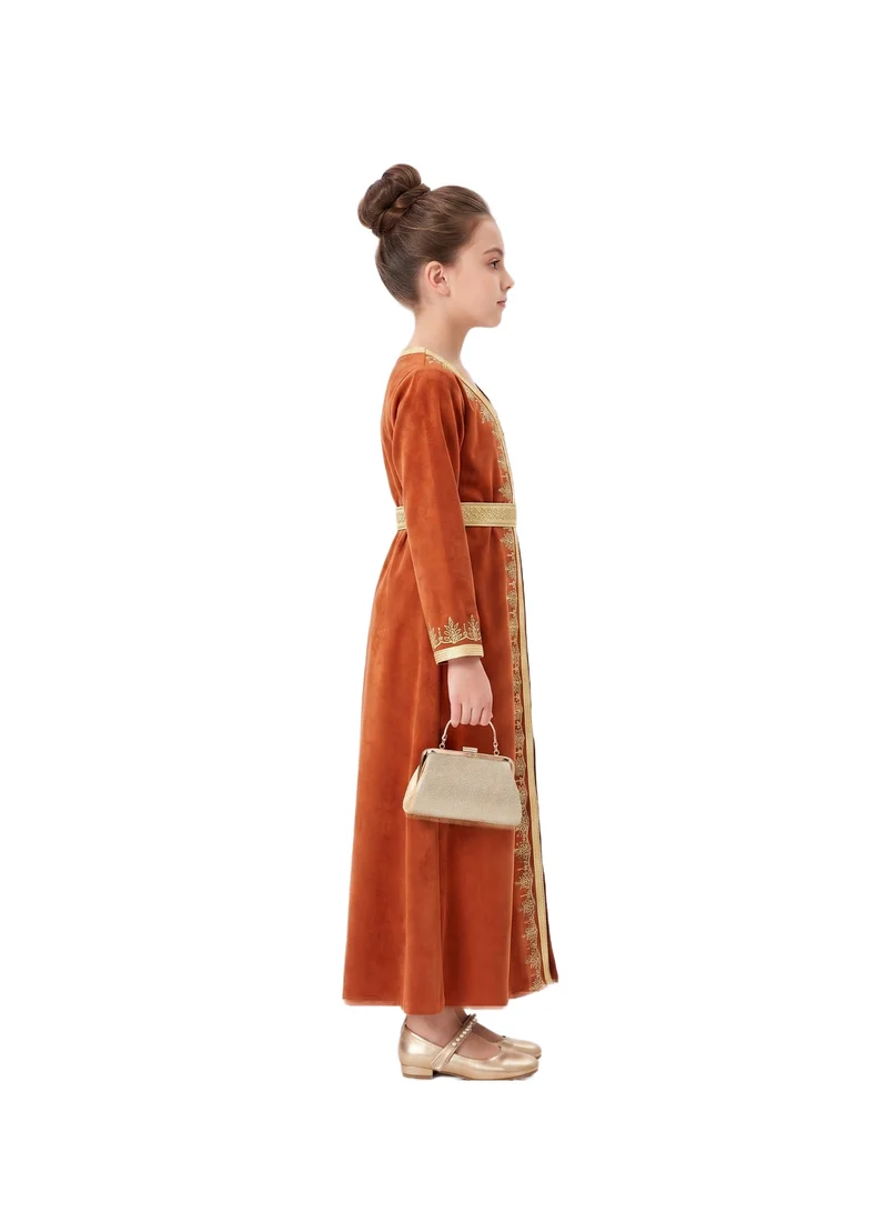 D'Daniela Royal  Embroidered Kaftan - Orange