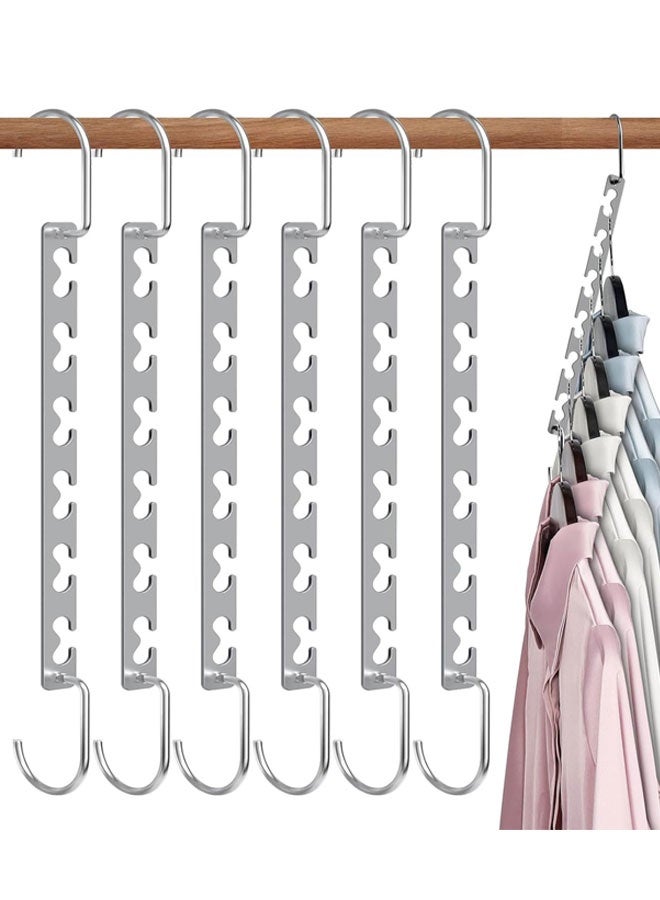 HOOTO Space Saving Clothes Hangers 6-Pack, Heavy Duty Hanger Organizer | 30 lb Capacity | Metal Magic Hangers, Sturdy Multi Hangers, Closet Space Saving Wardrobe Organization and Storage - Image 1