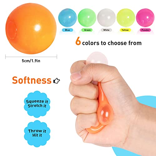 QETRABONE 4 Pcs Glowing Sticky Balls Stress Relieving Glow in The Dark Stick to The Ceiling Stocking Stuffers Fun Decompression Fidget for Adults Anxiety Pressure - Image 5