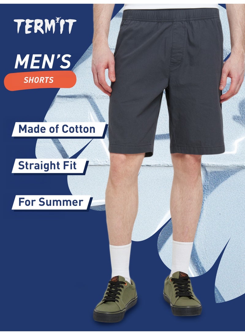 Termit Men's Shorts Dark Grey, Termit, Soft Cotton Fabric, Straight Cut, Adjustable Drawstring Waistband, 2 Pockets for Practical Storage - Image 2