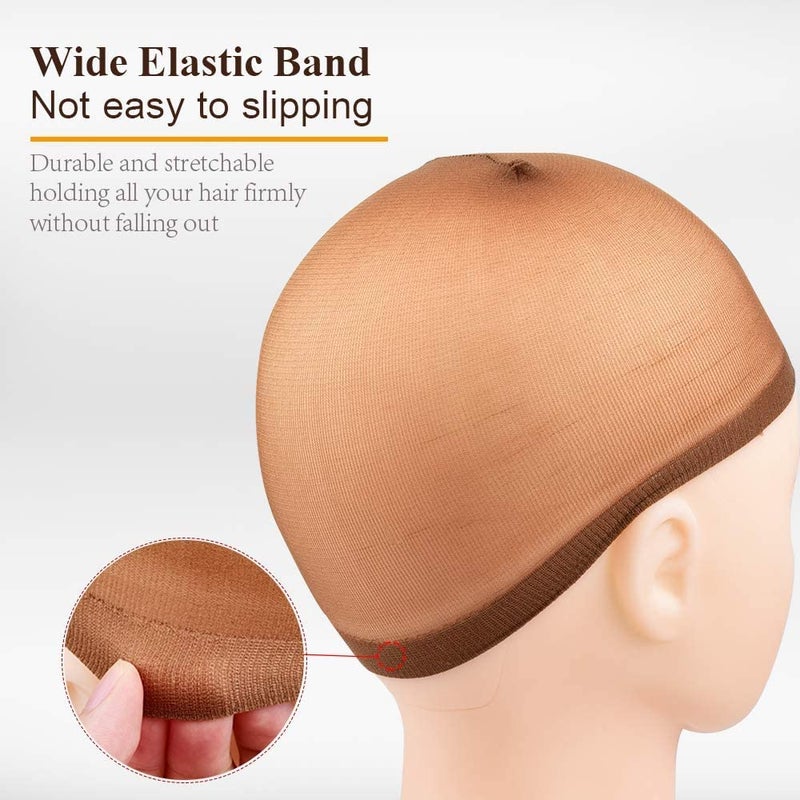 MORGLES 20 Pcs Brown Stocking Caps for Wigs Stretchy Nylon Wig Caps for Women Men - Image 5